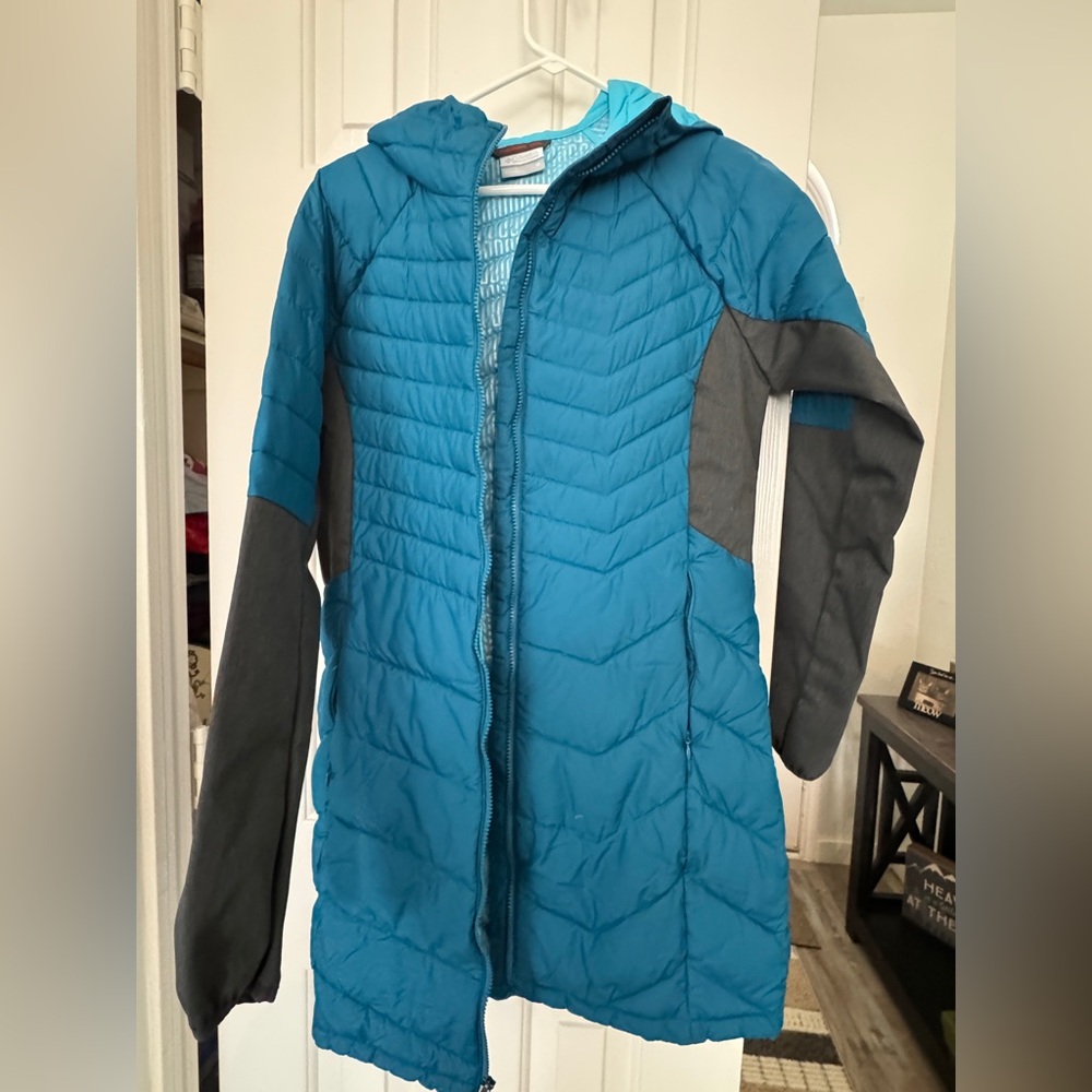 NWT Columbia Womens Oyanta Trail Long Hybrid Jacket Blue Size Medium